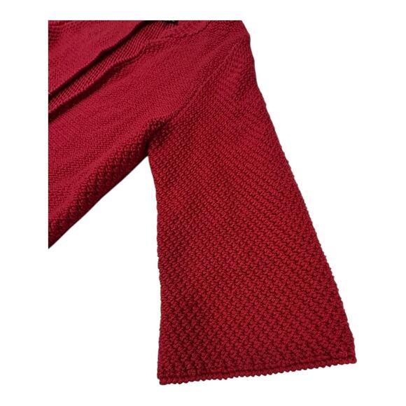 Eileen Fisher M Red Merino Wool Moss Seed Stitch Knit Cardigan Open Sweater - Picture 5 of 8